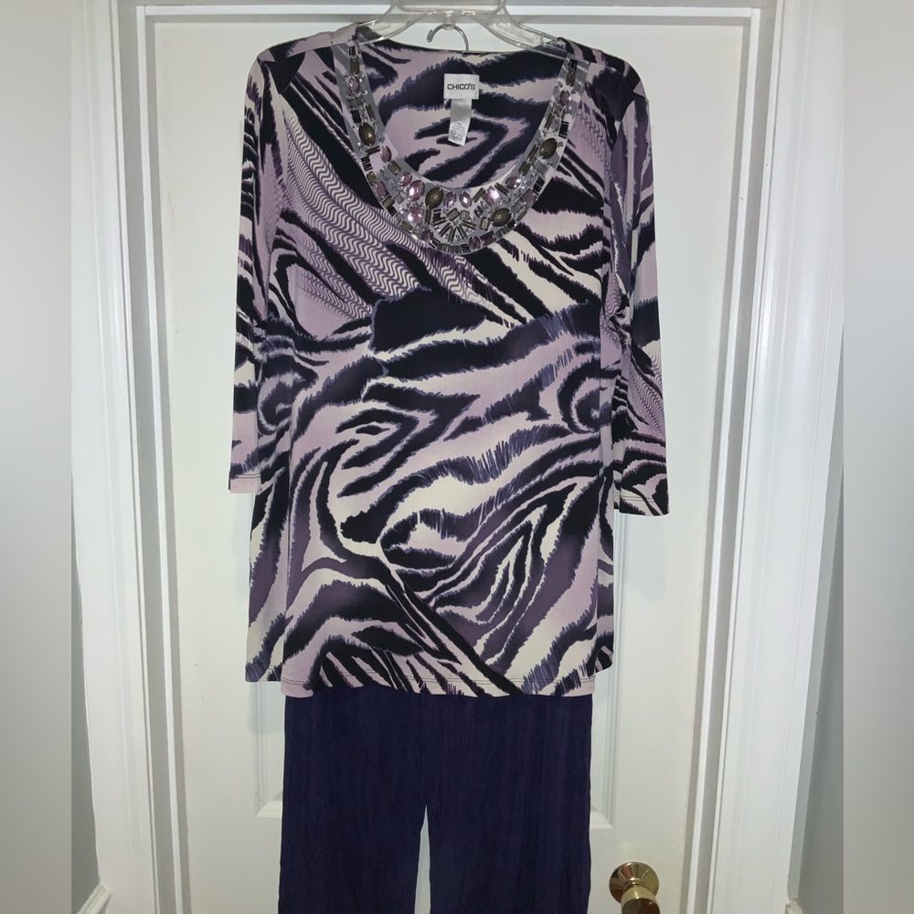 Women’s Chico’s size 18/20 beaded plum dressy outfit